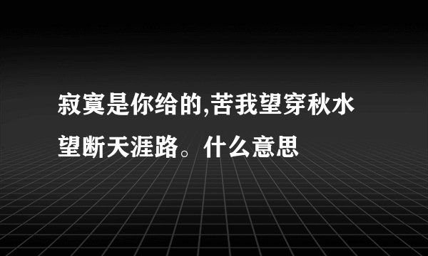 寂寞是你给的,苦我望穿秋水望断天涯路。什么意思