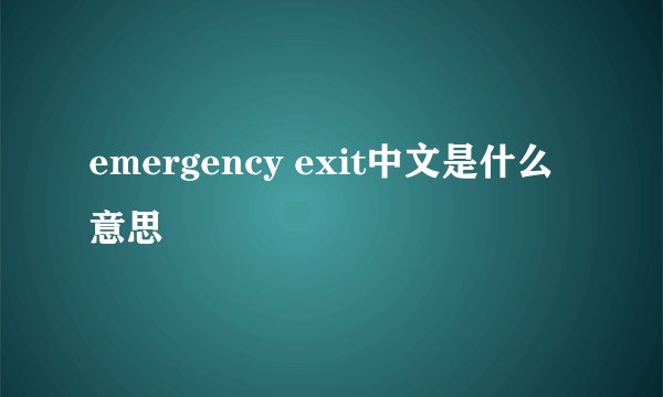 emergency exit中文是什么意思