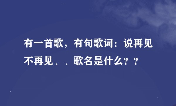 有一首歌，有句歌词：说再见不再见、、歌名是什么？？