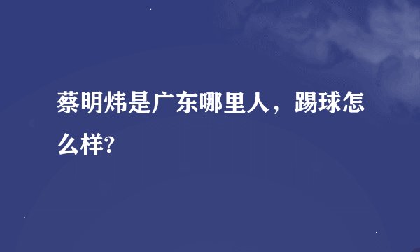 蔡明炜是广东哪里人，踢球怎么样?