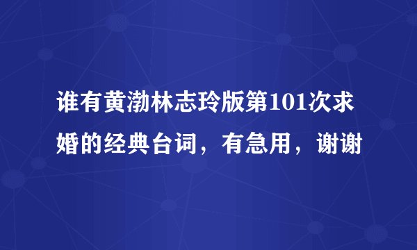 谁有黄渤林志玲版第101次求婚的经典台词，有急用，谢谢
