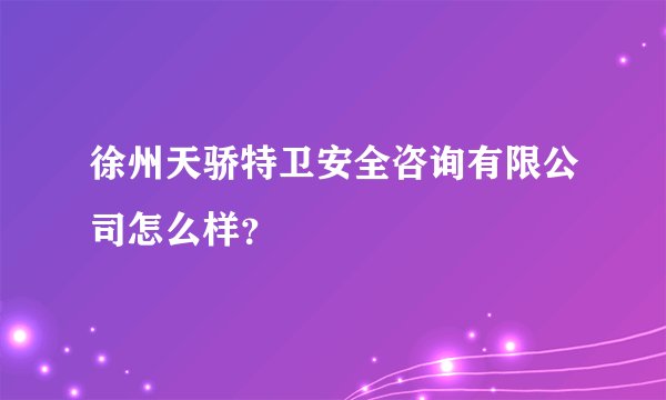徐州天骄特卫安全咨询有限公司怎么样？