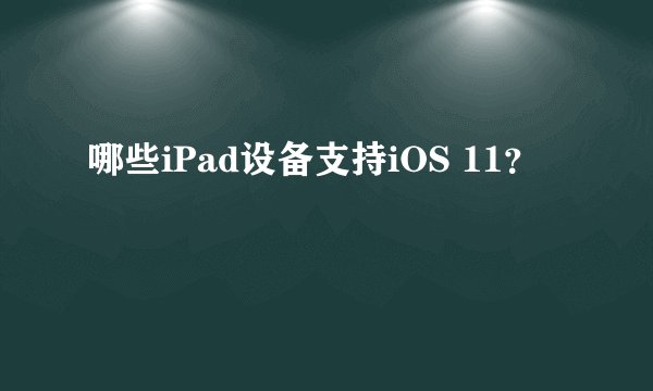 哪些iPad设备支持iOS 11？