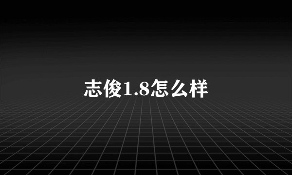 志俊1.8怎么样