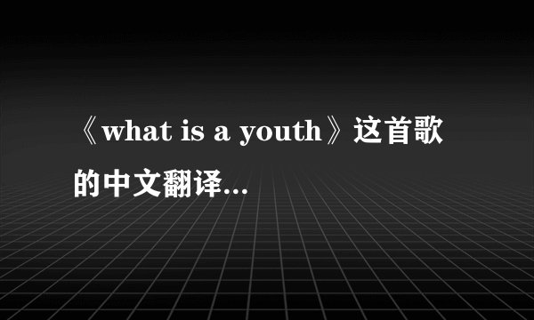 《what is a youth》这首歌的中文翻译是什么？