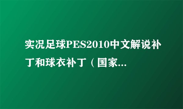 实况足球PES2010中文解说补丁和球衣补丁（国家队和联赛补丁)