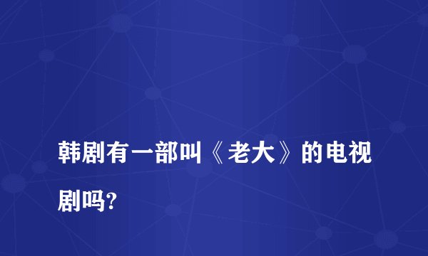 
韩剧有一部叫《老大》的电视剧吗?

