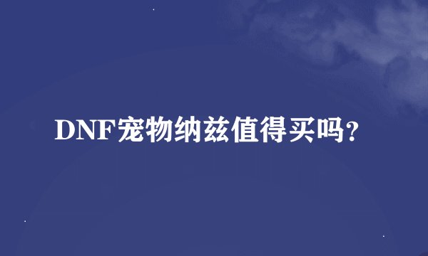 DNF宠物纳兹值得买吗？