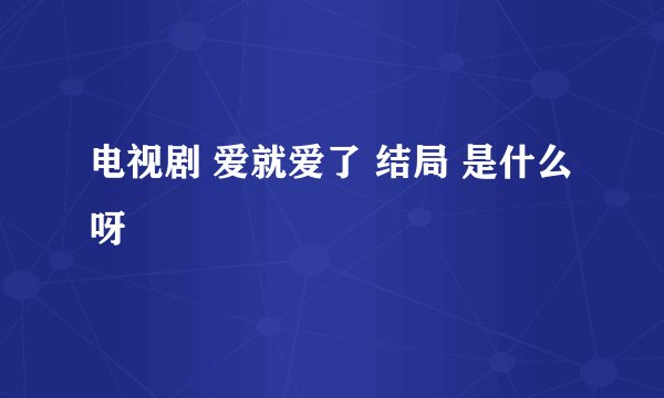 电视剧 爱就爱了 结局 是什么呀