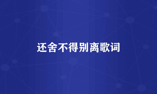 还舍不得别离歌词