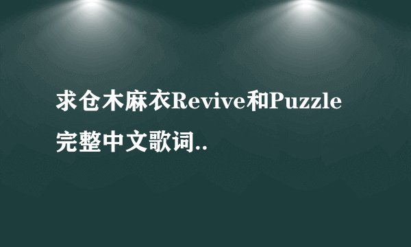 求仓木麻衣Revive和Puzzle完整中文歌词..
