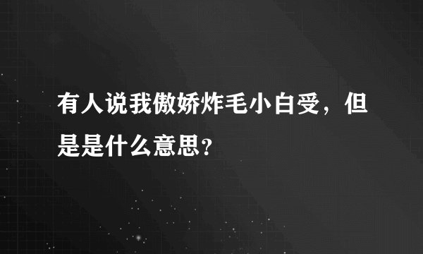 有人说我傲娇炸毛小白受，但是是什么意思？