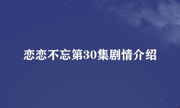 恋恋不忘第30集剧情介绍