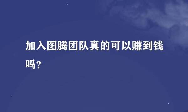 加入图腾团队真的可以赚到钱吗？