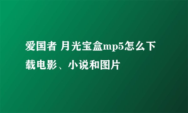 爱国者 月光宝盒mp5怎么下载电影、小说和图片