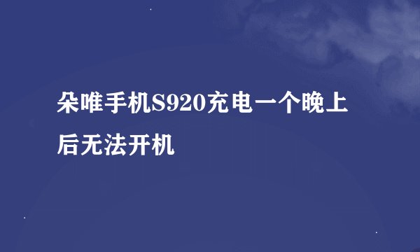 朵唯手机S920充电一个晚上后无法开机