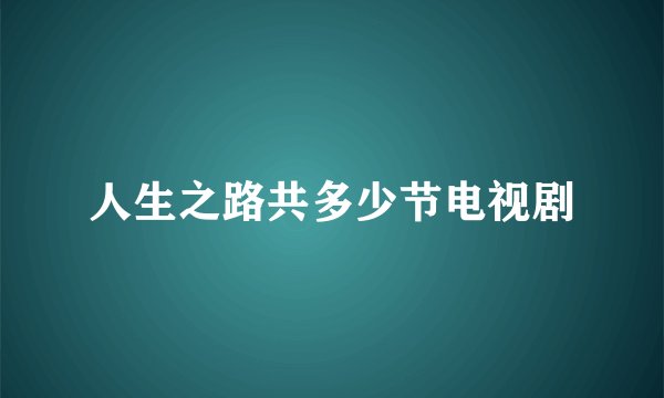 人生之路共多少节电视剧