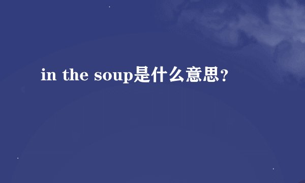 in the soup是什么意思？