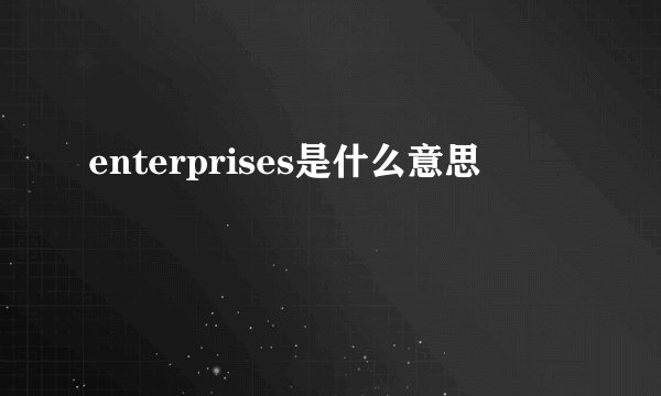 enterprises是什么意思