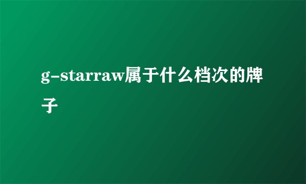 g-starraw属于什么档次的牌子