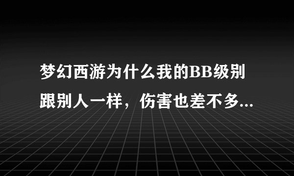 梦幻西游为什么我的BB级别跟别人一样，伤害也差不多，修满的，打出来就是差别人很多，别人打1000+我