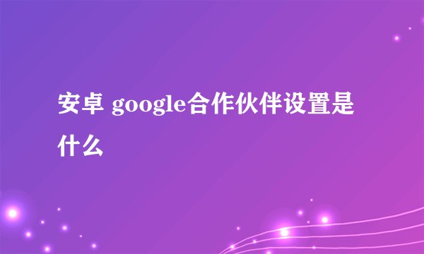 安卓 google合作伙伴设置是什么