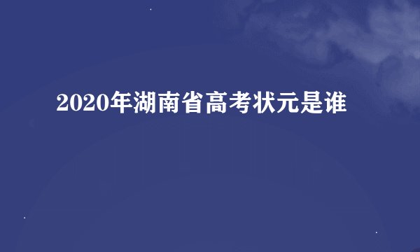 2020年湖南省高考状元是谁