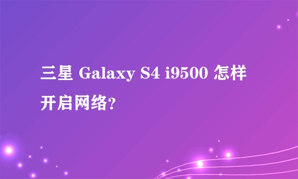 三星 Galaxy S4 i9500 怎样开启网络？