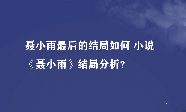 聂小雨最后的结局如何 小说《聂小雨》结局分析？