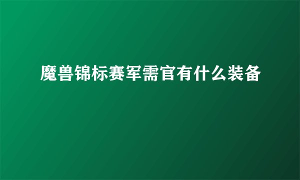 魔兽锦标赛军需官有什么装备