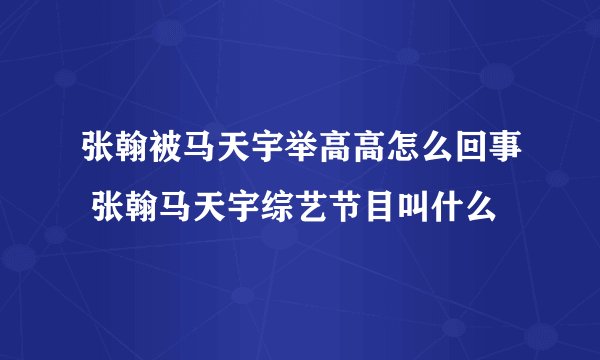 张翰被马天宇举高高怎么回事 张翰马天宇综艺节目叫什么