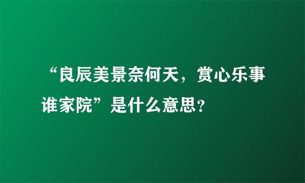 “良辰美景奈何天，赏心乐事谁家院”是什么意思？