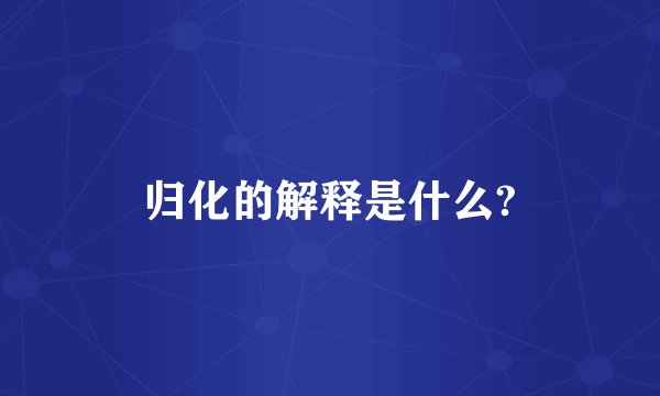归化的解释是什么?