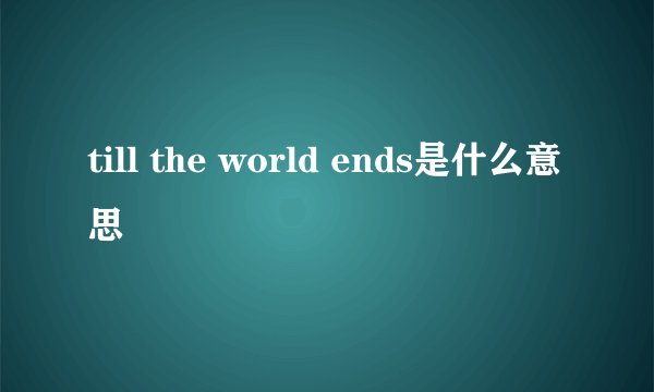 till the world ends是什么意思
