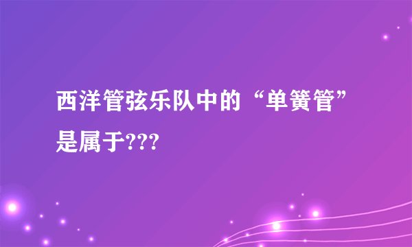 西洋管弦乐队中的“单簧管”是属于???