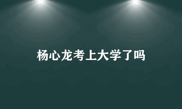 杨心龙考上大学了吗