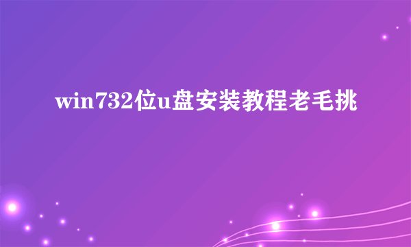 win732位u盘安装教程老毛挑