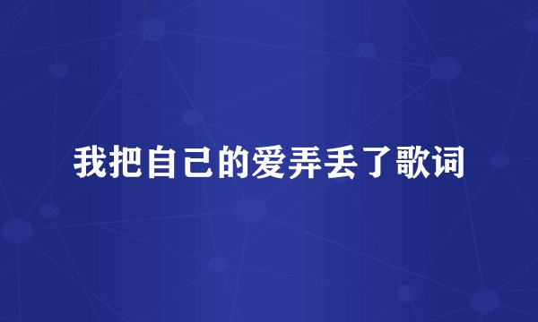 我把自己的爱弄丢了歌词