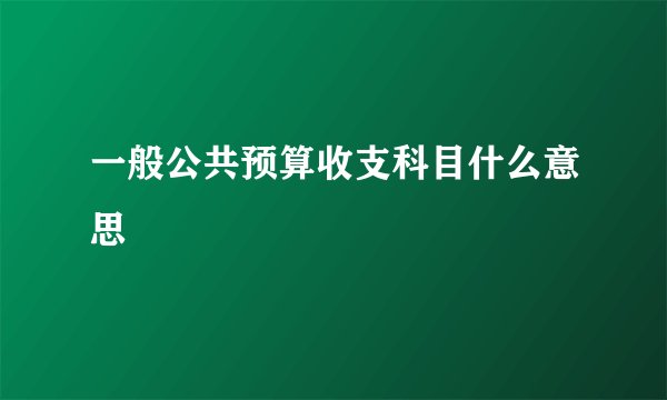 一般公共预算收支科目什么意思