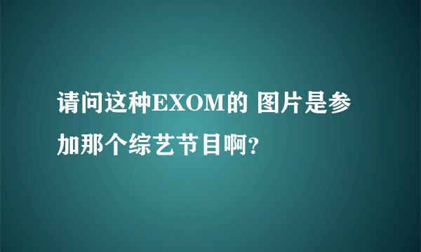 请问这种EXOM的 图片是参加那个综艺节目啊？