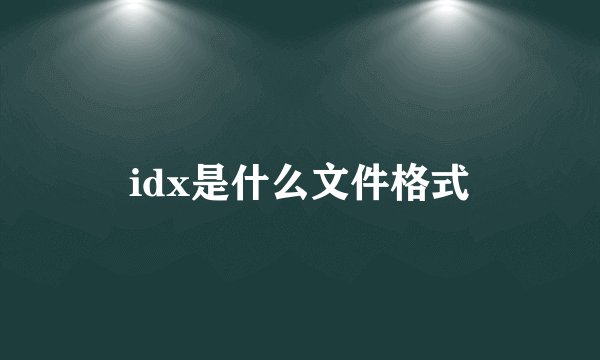 idx是什么文件格式