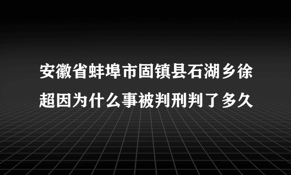 安徽省蚌埠市固镇县石湖乡徐超因为什么事被判刑判了多久