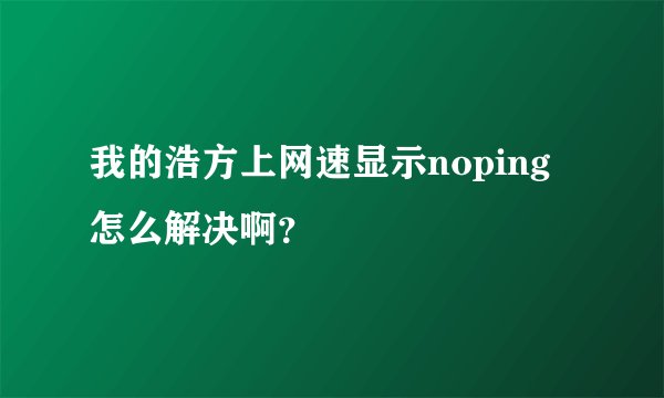 我的浩方上网速显示noping 怎么解决啊？