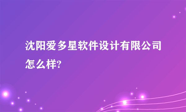 沈阳爱多星软件设计有限公司怎么样?