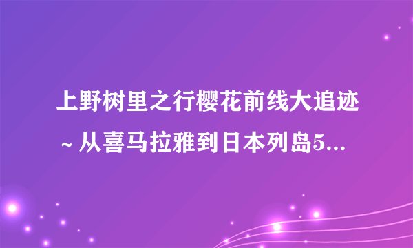 上野树里之行樱花前线大追迹～从喜马拉雅到日本列岛5400公里的樱之路怎么样
