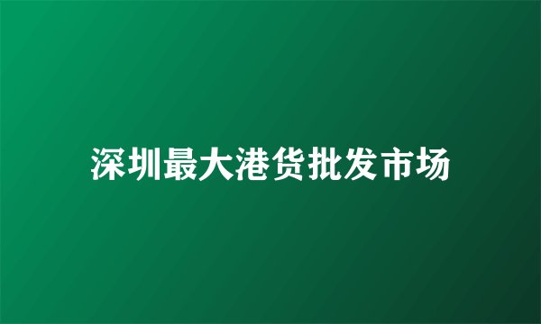 深圳最大港货批发市场