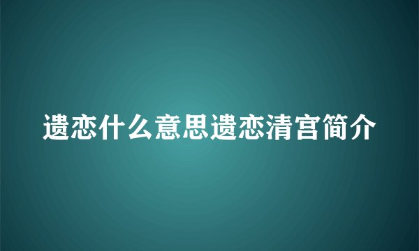 遗恋什么意思遗恋清宫简介