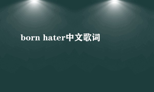 born hater中文歌词