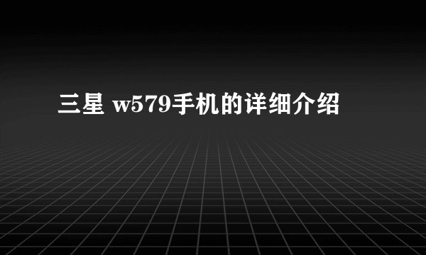 三星 w579手机的详细介绍