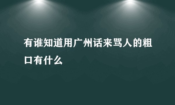 有谁知道用广州话来骂人的粗口有什么